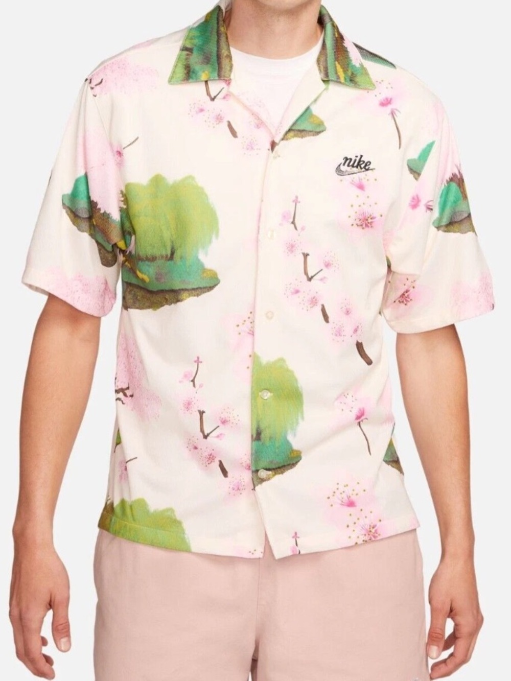 Nike Men’s Short-Sleeve Cherry Blossom Camp Shirt XXL